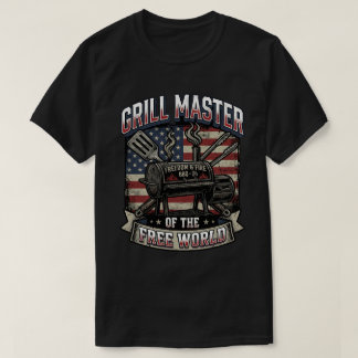 BBQ Pit Master Freedom USA Barbecue Flag T-Shirt