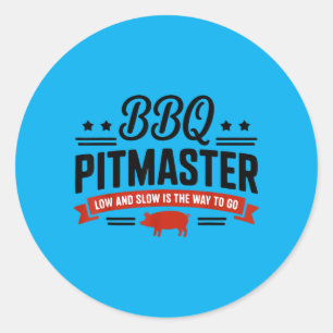 Bbq Pitmaster Low Slow Smoker Grill Classic Round Sticker