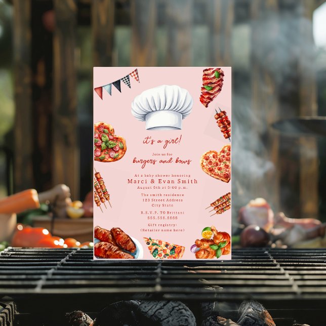 BBQ Pizza gender natural baby shower Invitation (Creator Uploaded)