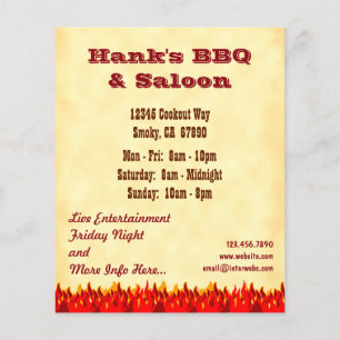 BBQ Red Flames Custom Restaurant Flyer Template