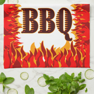 BBQ Red Flames Kitchen Towel