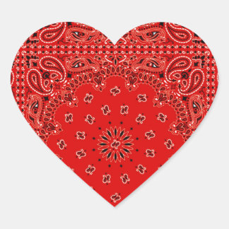 BBQ Red Paisley Western Bandanna Scarf Print Heart Sticker