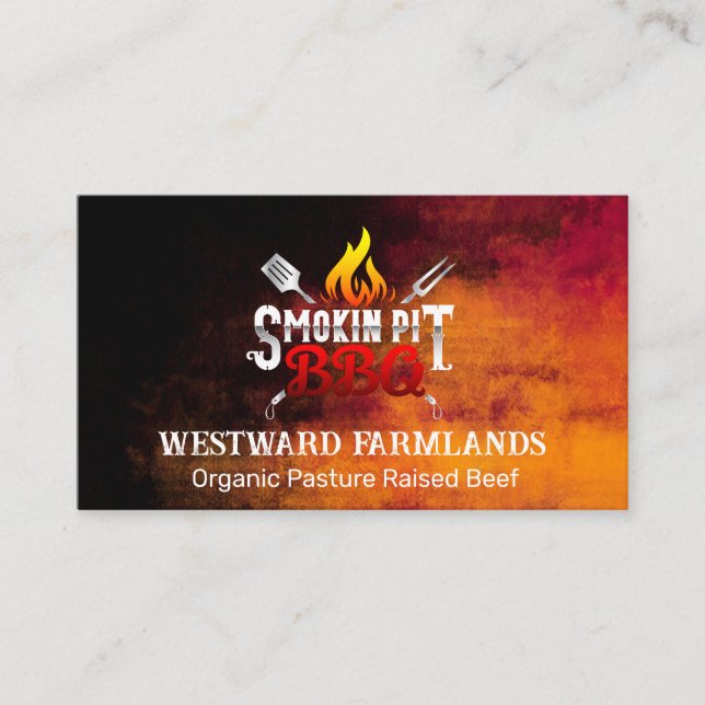 BBQ | Restaurant | Fire  Business Card (Front)