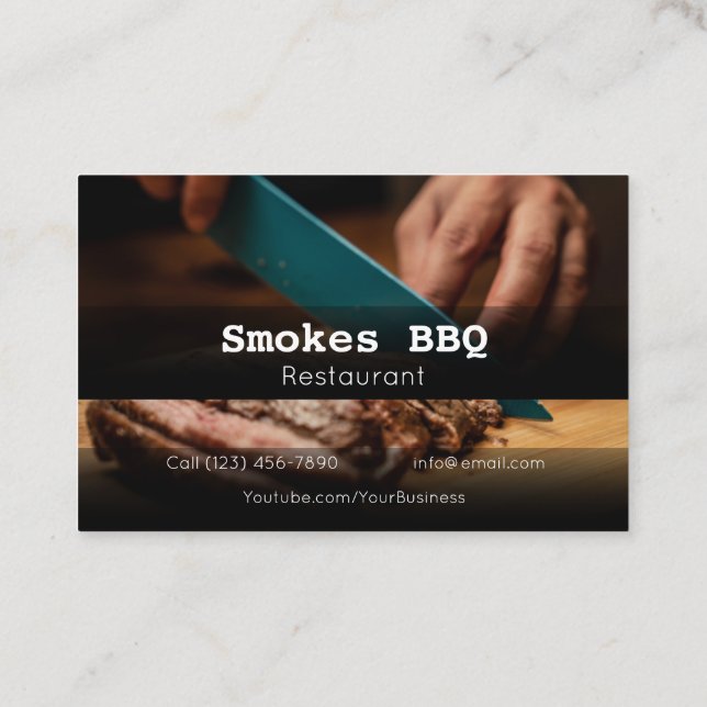 BBQ Restaurant Grill Smoke Company Business Card (Back)