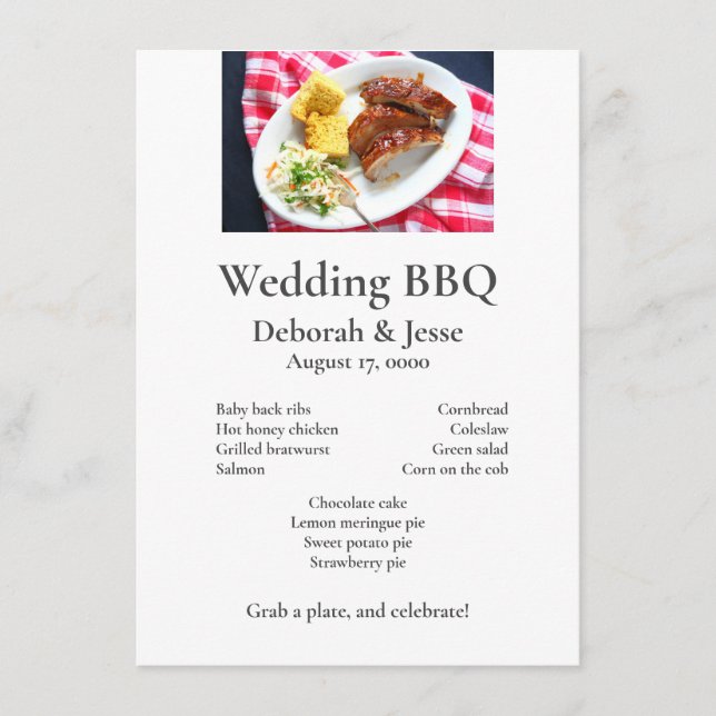 BBQ ribs dinner on a colourful cloth Menu (Front)