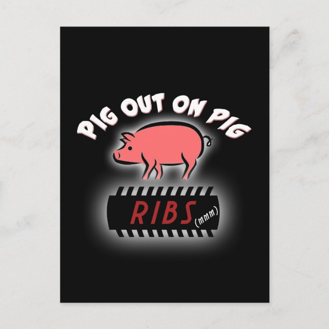 BBQ Ribs party invite postcard (Front)