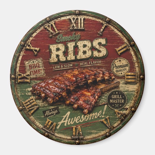 BBQ Ribs Smokehouse Barbecue  Grill Master Gift Magnet (Front)