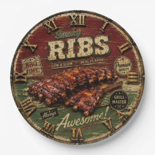 BBQ Ribs Smokehouse Barbecue Grill Master Gift Paper Plate