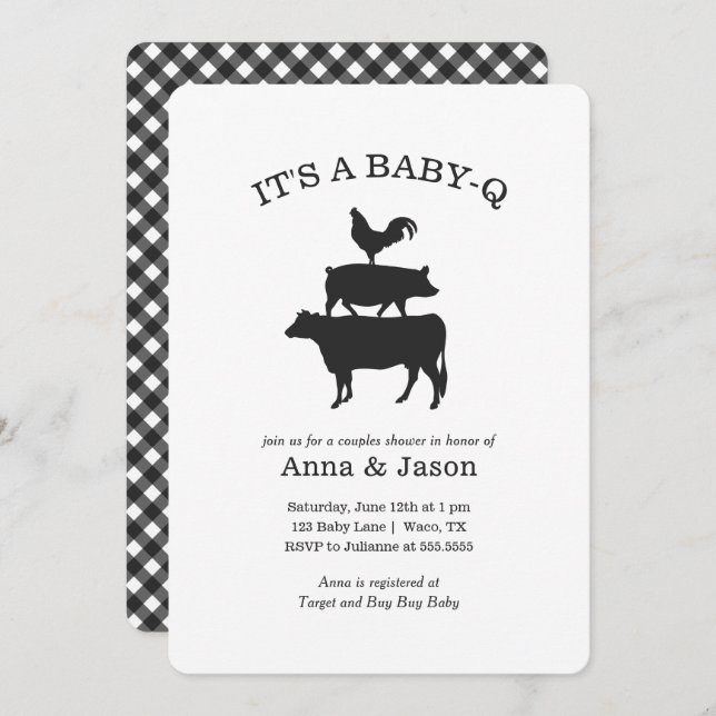 BBQ Rustic Couples Baby Shower Baby Q Invitation (Front/Back)