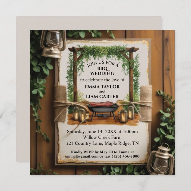 BBQ Rustic Wedding Invitation (Front/Back)