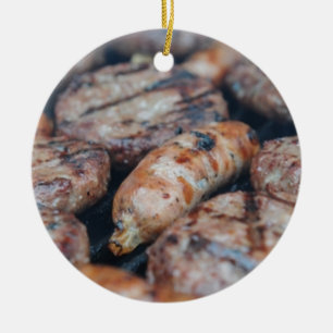 BBQ Sausages Ceramic Tree Decoration