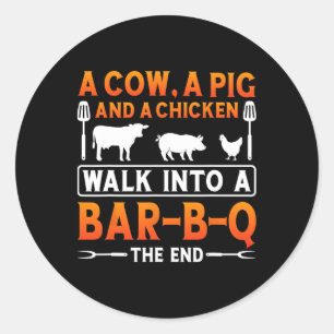 Bbq Shirt A Cow  Classic Round Sticker