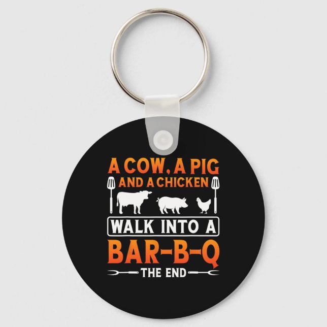 Bbq Shirt A Cow  Key Ring (Front)