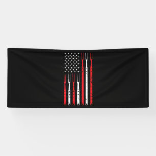 BBQ Shirt For Men Dad Gift Patriotic USA Flag Banner