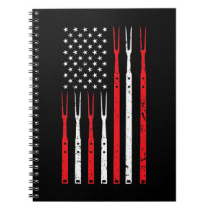 BBQ   Shirt For Men Dad Gift Patriotic USA Flag Notebook