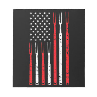 BBQ | Shirt For Men Dad Gift Patriotic USA Flag Notepad