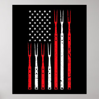 BBQ | Shirt For Men Dad Gift Patriotic USA Flag Poster