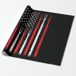 BBQ Shirt For Men Dad Gift Patriotic USA Flag Wrapping Paper