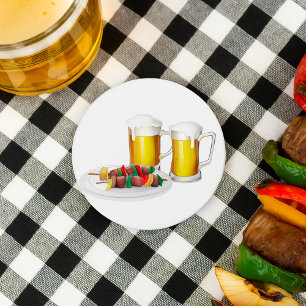 BBQ Skewers and Beer Summer Cookout 7.5 Cm Round Badge