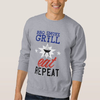 BBQ Smoke Grill EAT REPEAT Rustic Vintage Sweatshirt