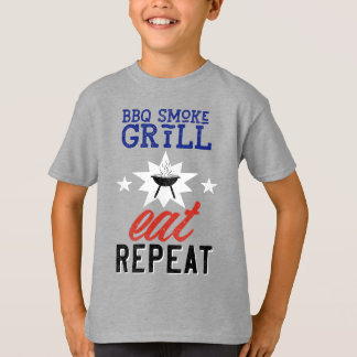 BBQ Smoke Grill EAT REPEAT vintage rustic T-Shirt