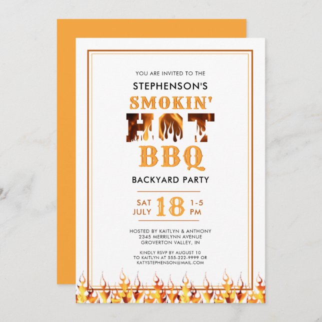 BBQ Smoker Backyard Summer Party Invitation (Front/Back)
