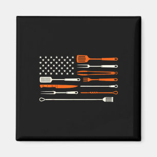 Bbq smoker barbecue chef grilling tools usa flag magnet