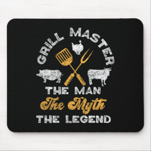 Bbq Smoker Grill Master The Man The Myth The Legen Mouse Pad