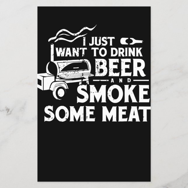 BBQ Smoking Pitmaster Gift Drink Beer Smoke Meat Flyer (Front)