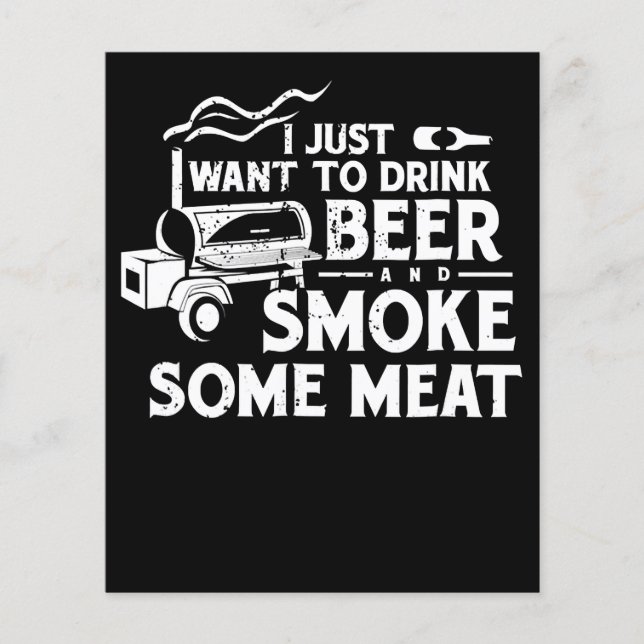 BBQ Smoking Pitmaster Gift Drink Beer Smoke Meat Flyer (Front)
