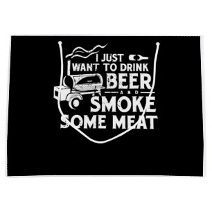 BBQ Smoking Pitmaster Gift Drink Beer Smoke Meat Large Gift Bag