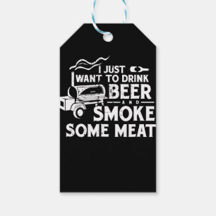 BBQ Smoking Pitmaster Gift Drink Beer Smoke Meat Tags