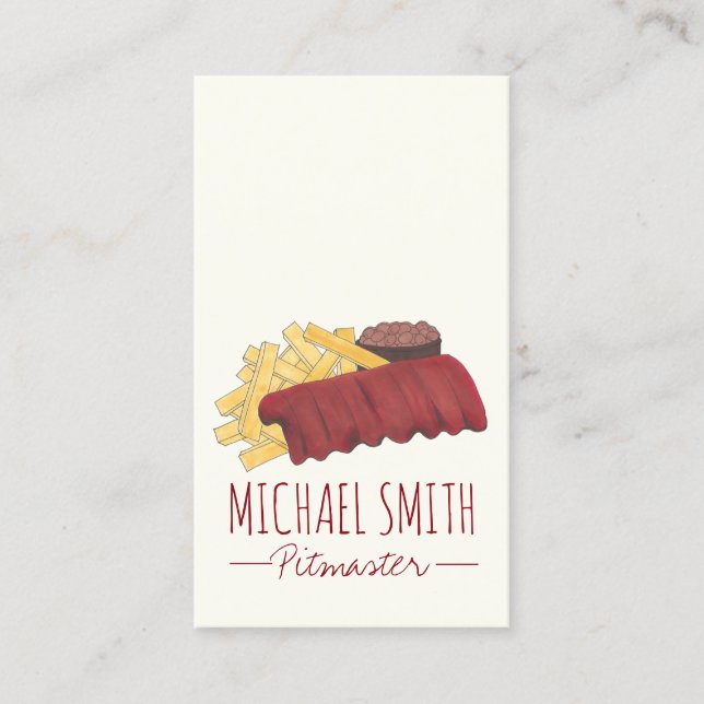BBQ Spare Ribs Pitmaster Barbecue Restaurant Business Card (Front)