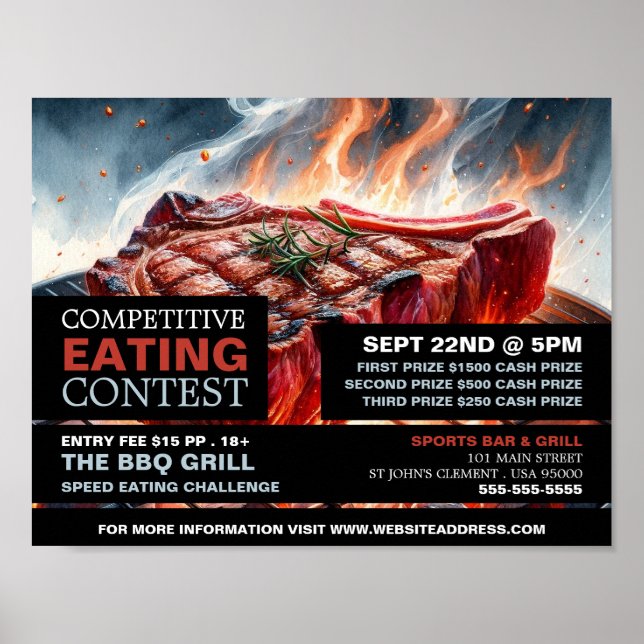 BBQ Steak - Competitive/Speed Eating Contest Poster (Front)