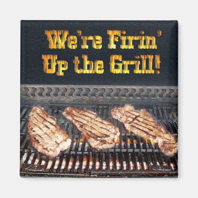 BBQ Steaks on the Grill Magnet (Front)