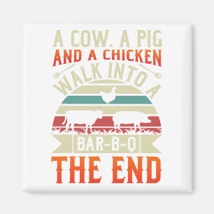 Bbq Summer Grillin Cow Pig Chicken For Men Graphic Magnet