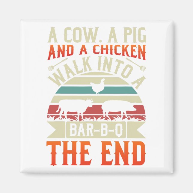 Bbq Summer Grillin Cow Pig Chicken For Men Graphic Magnet (Front)