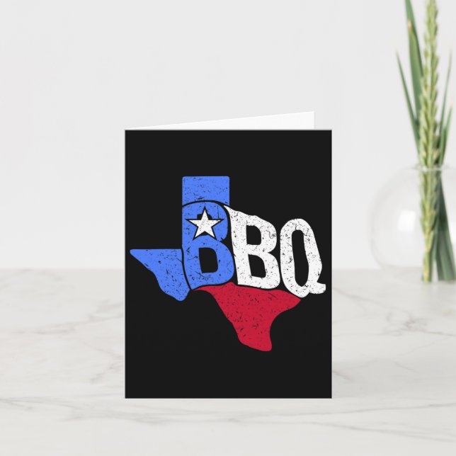 Bbq Texas State Flag And Byrbecue Map  Card (Front)