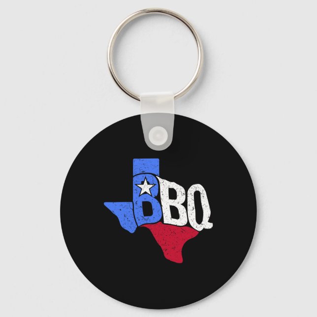 Bbq Texas State Flag And Byrbecue Map  Key Ring (Front)