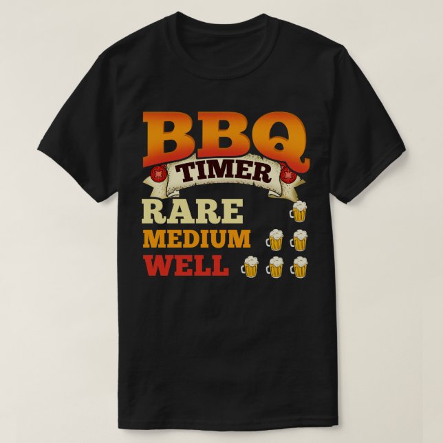 BBQ Timer Barbecue Beer Drinking Grilling T-Shirt (Design Front)
