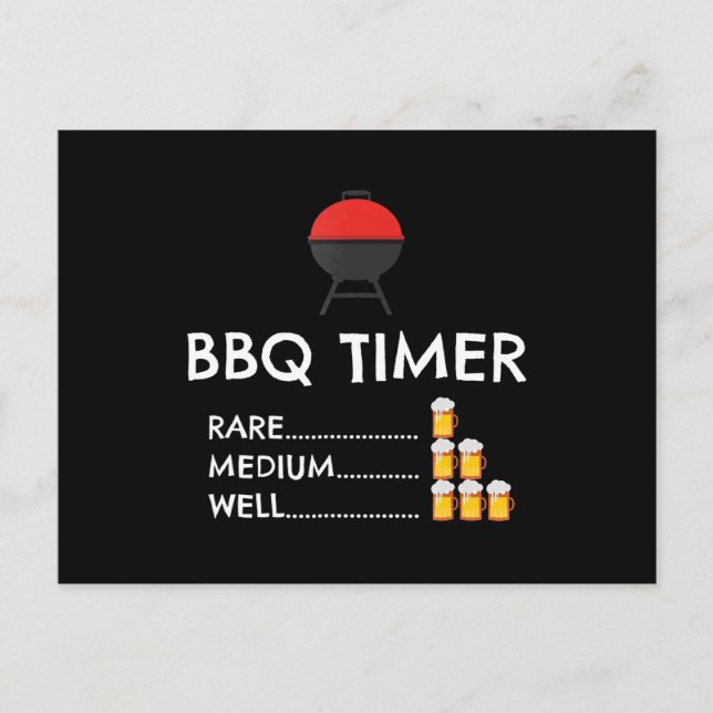 BBQ Timer Barbecue Funny Grill Grilling Gift Holiday Postcard (Front)