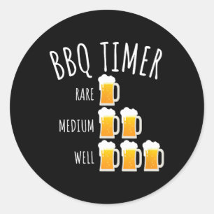 Bbq Timer Beer Drinking Funny Grilling  Classic Round Sticker