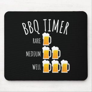 Bbq Timer Beer Drinking Funny Grilling  Mouse Pad