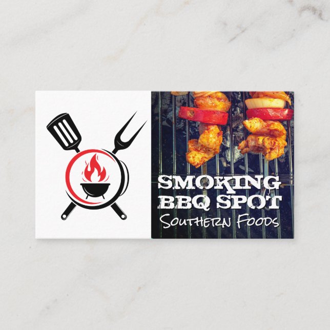 BBQ Tools Icon | Barbecue Pit Business Card (Front)