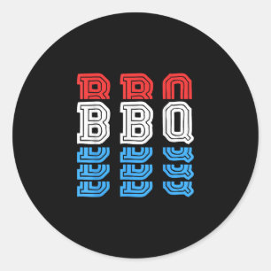 Bbq Us Flag Barbecue Grilling Fathers Day Memorial Classic Round Sticker