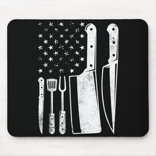 Bbq usa flag patriotic fourth of july master chef  mouse pad (Front)