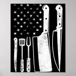 Bbq usa flag patriotic fourth of july master chef poster
