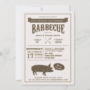 BBQ Wedding Anniversary Party Invitation