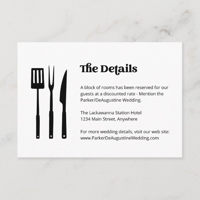 BBQ Wedding Information Details Enclosure Card (Front)