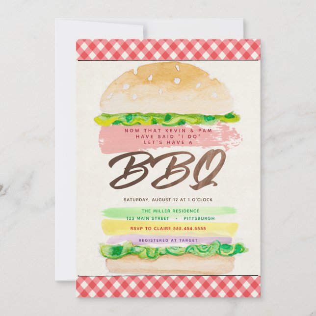 BBQ Wedding Reception invitation (Front)